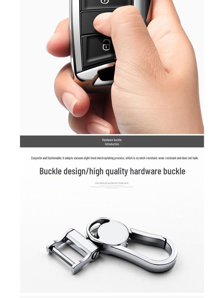 Volkswagen Key Cover for Tiguan L, Teramont, Golf 7, Sportsvan, Lamando - TPU Electroplated Case with Buckle.