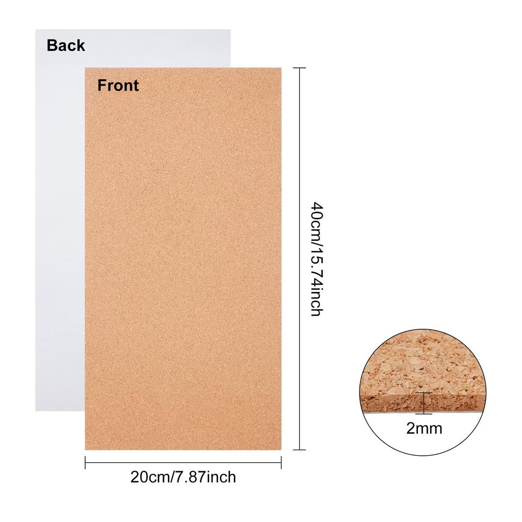 BENECREAT Self-Adhesive Cork Sheets, 6 Sheets, 40x20cm, Rectangular, 0.2cm Thick, Self-Adhesive Backing, Heat Insulation, Soundproofing, Non-Slip,