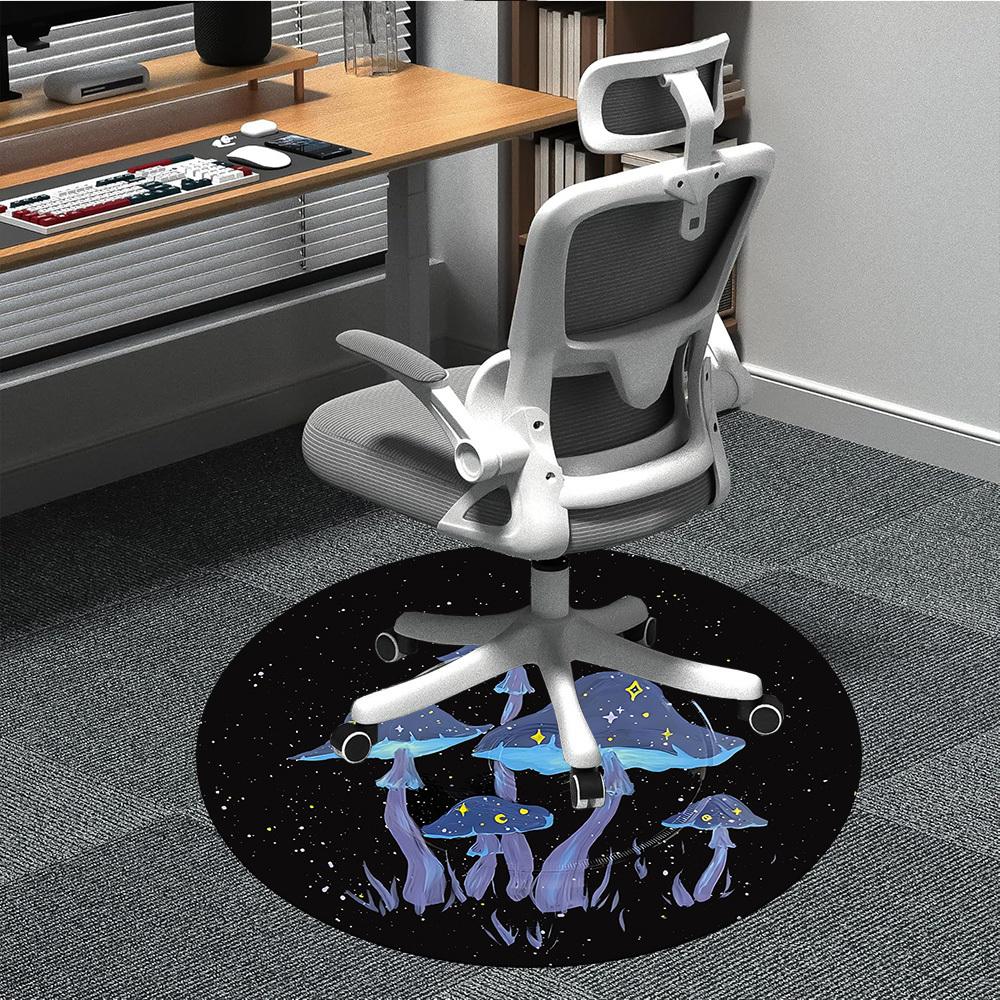 1PC Mushroom Fantasy Office Round Area Rug, Mat Suitable For Office, Under Office Chairs Bedroom Living Room Home Decor, Room Deco
