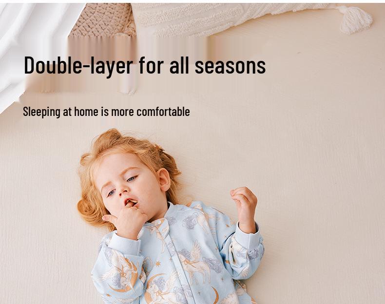 Baby A-Class Split-Leg Sleeping Bag - Spring/Autumn Cotton Jumpsuit Pajamas, Anti-Kick Design, Four Seasons Style