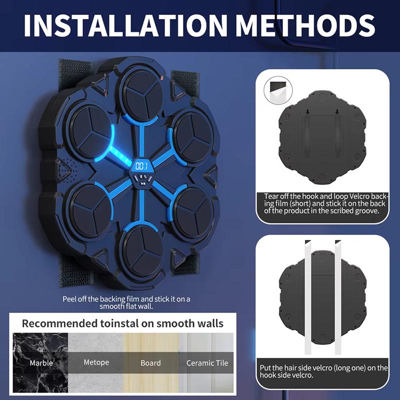 Hudební boxerský stroj Bluetooth Hudební boxerský stroj pro dospělé Děti Nástěnný Chytrá hudební boxerská hra Boxerské vybavení
