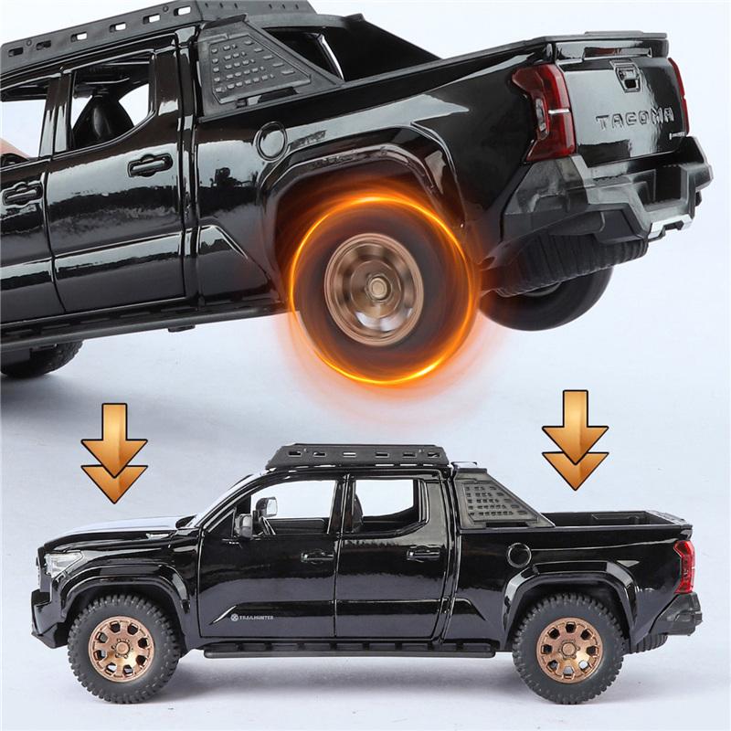 1/22 TOYOTA Tacoma Alloy Pickup Car Model Diecast Metal Off-Road Vehicles Car Model Simulation Sound and Light Children Toy Gift