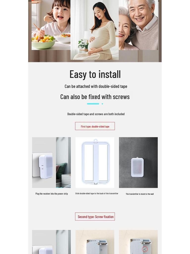 Wireless Flash Doorbell for Elderly: One-to-Three AC Power | Silent Mode | Easy One-Key Help Call