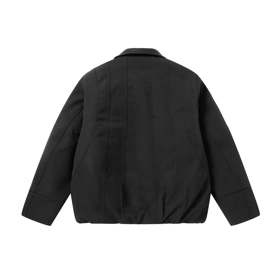 Men's Winter Lapel Workwear Jacket - Deconstructed Patchwork Cotton, Loose Fit