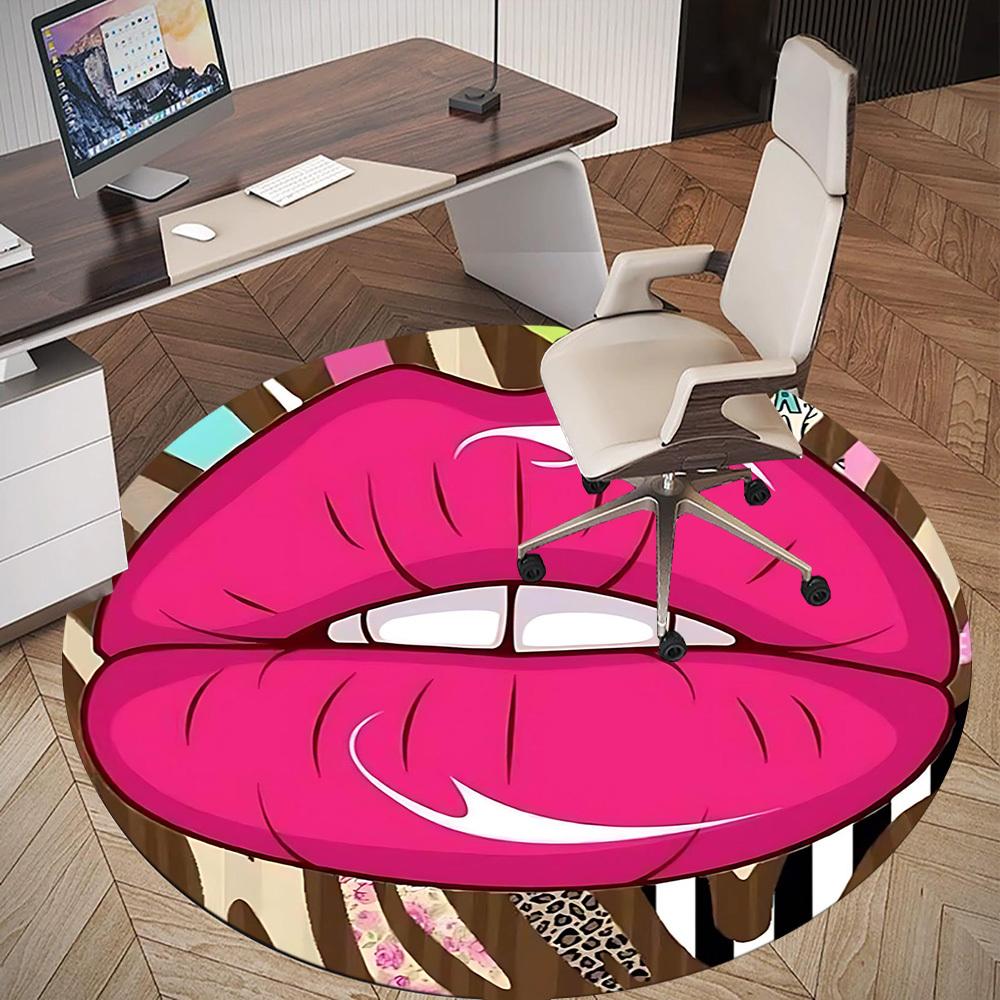 1pc Floral Leopard Round Chair Mat Area Rug - Non-Slip, Floor Mat for Office, Bedroom, and Indoor Decor -1002294