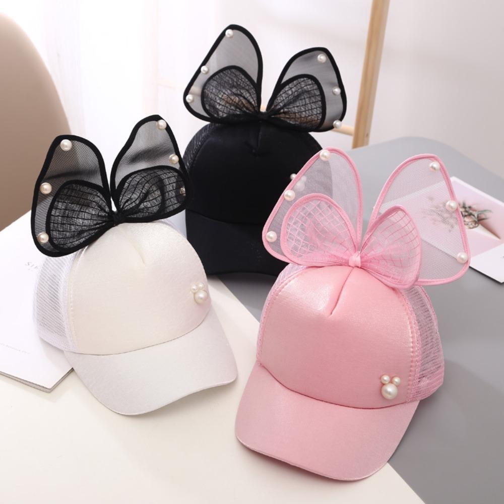 Mesh Breathable Kids Sun Hat Big Bowknot Children Peaked Caps Cute Girls Baseball Cap