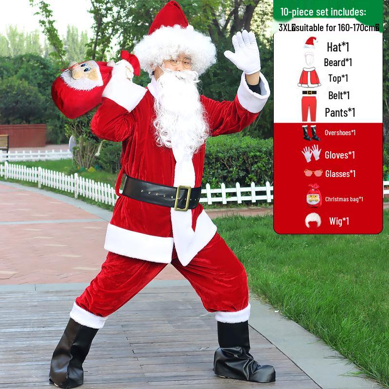 Adult Santa Claus Costume Set - Men's & Women's Plus Size Christmas Outfit