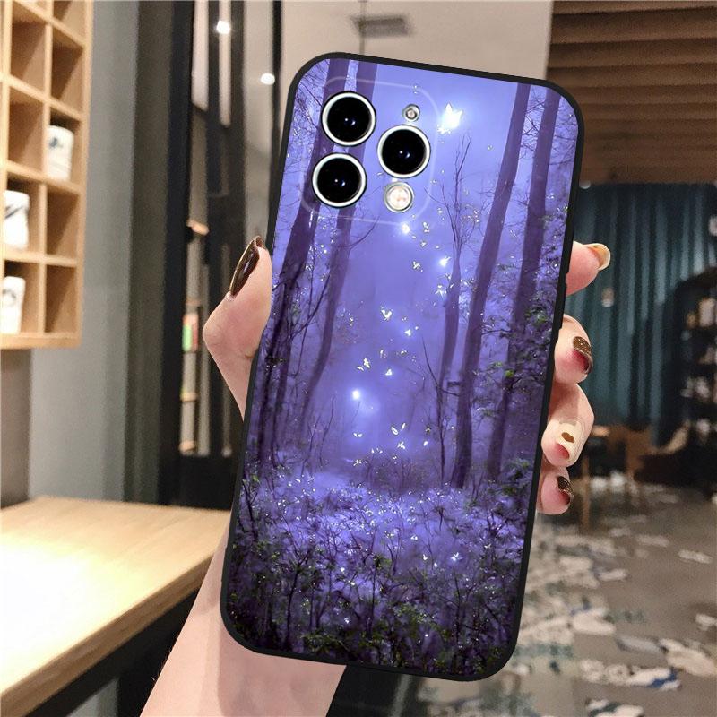 Forest Night Butterfly Tree Moon Phone Case For Iphone 15 14 Pro Max 13 12 11 Pro Max XSMax XR 12 13 Mini 14 Plus
