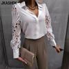 Women's Fashion Casual Spring Autumn Solid Color Print Long Sleeve POLO Neck Blouses & Shirts