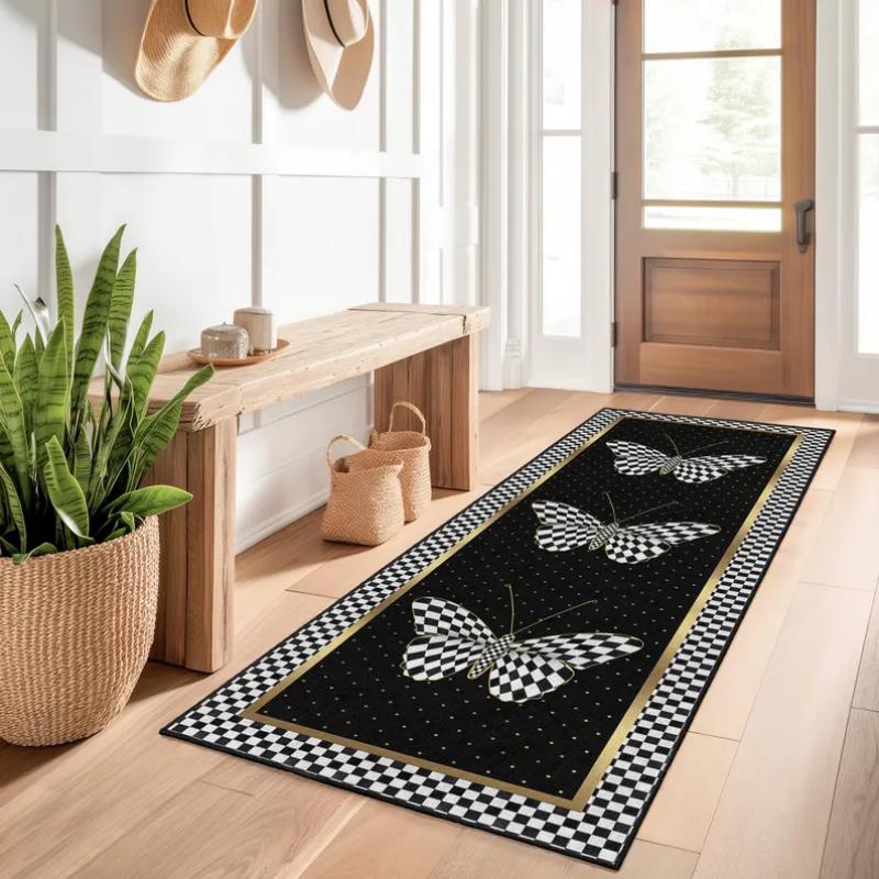 Vintage Kleurrijke Vlinderprint Runner Vloerkleed Antislip Keuken Vloermat voor Hal Slaapkamer Boho Woondecoratie