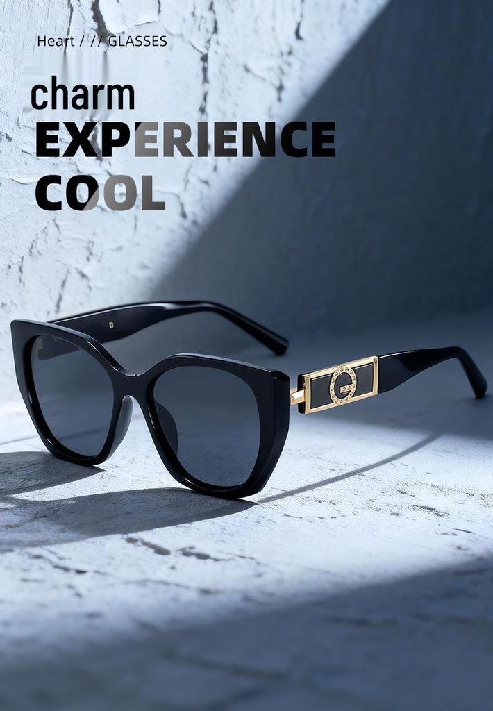 Women's Retro Large-Frame Polarized Sunglasses - Slimming & High-End Sun Protection for Driving.
