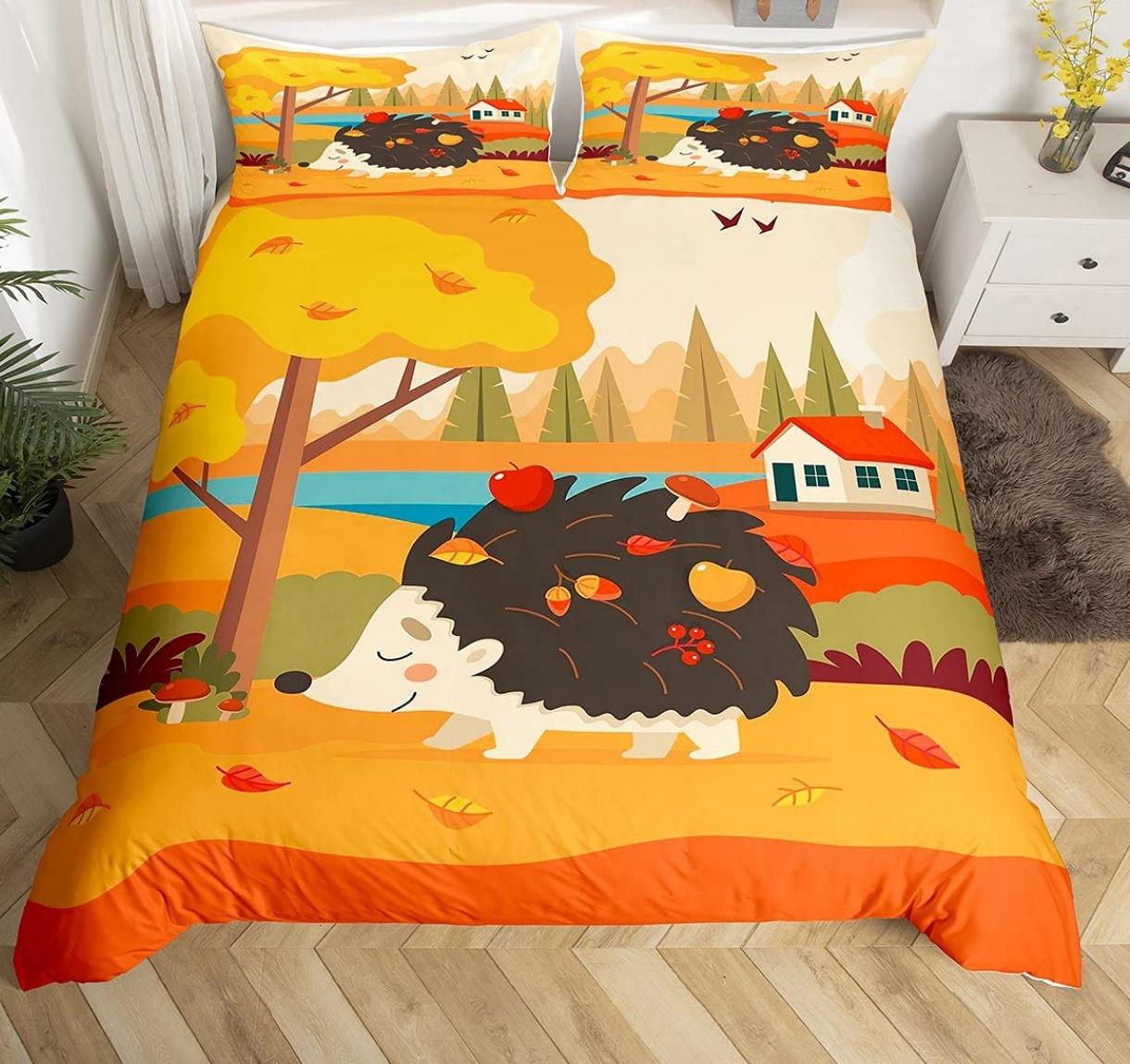 

Cartoon Fruit Duvet Cover Queen Size Summer Cartoon Vegetable Plant Bedding Set Children Teenagers Adult Quilt Cover 3-Piece Set EU Single(135*200cm)3pcs