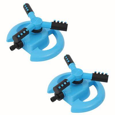 SALUDABLE Automatischer Rasensprenger mit rotierender Düse für Bewässerung, Garten und Feld (Blau, 2er-Set)