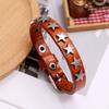 Leather Cuff Bracelet Alloy Star Wristband Adjustable Bangle Wide Cuff Bracelets Gothic Punk Jewelry for Women Men