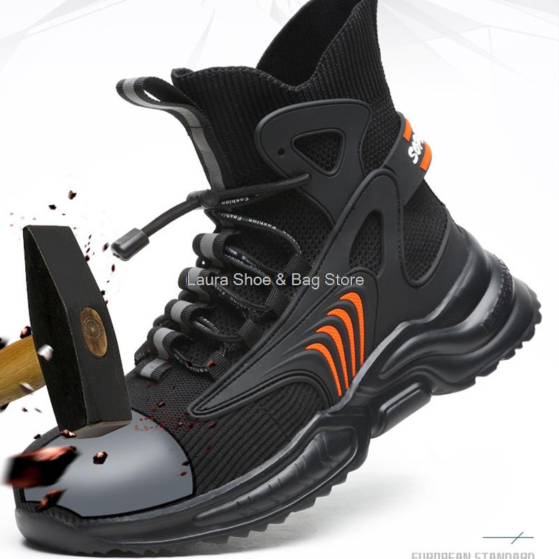 Fashion Fashion Work Safety Boots Men's Working Shoes Steel Toe Kevlar Puncture Proof Work Sneakers Men Safety Shoes High Top Work Boots