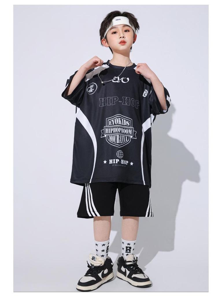 Korean Hip-Hop Quick-Dry Dance T-Shirt and Pants Set for Boys and Girls