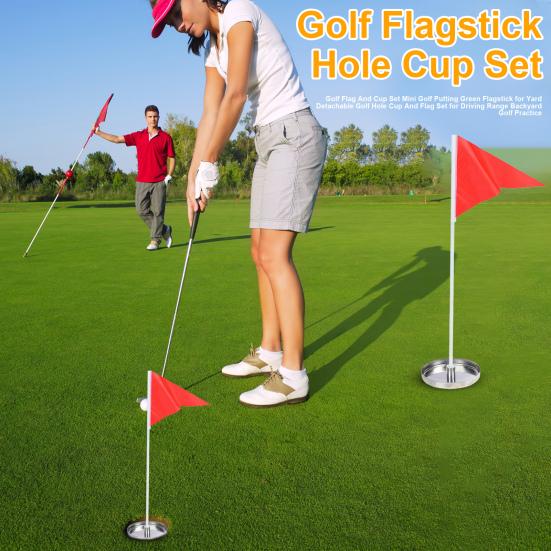 Golf Flag And Cup Set Mini Golf Putting Green Flagstick for Yard Detachable Golf Hole Cup And Flag Set for Driving Range Backyard Golf Practice