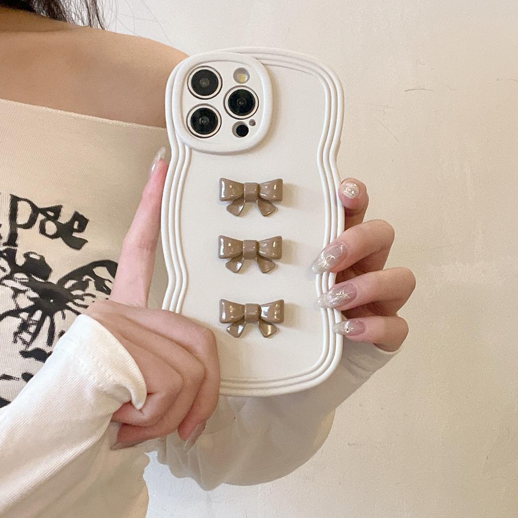 ins sweet and cool three-dimensional bow is suitable for iPhone16Pro max Apple 15 mobile phone case 12/13 soft case.