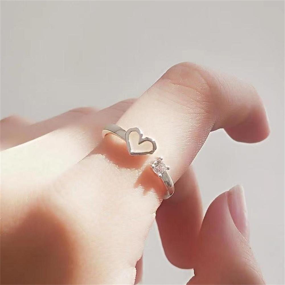 Anello alla Moda a Forma di Cuore Luminoso per Donna Ragazza Retro Blu Fluorescente Regolabile Anelli Aperti Gioiello Regalo