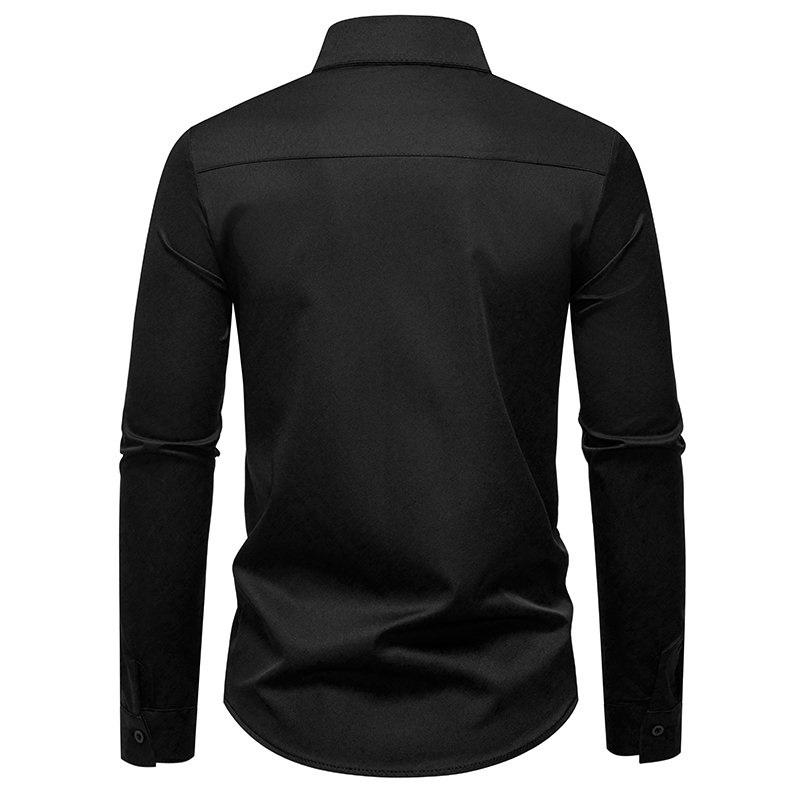 New Autumn Men's Fashion Printed Long Sleeve Shirt Solid Versatile Shirts Casual Social Wedding Party Business Office Nightclub