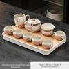 High-grade Beige Ru Kiln Hibiscus Ceramic Tea Set – Includes Teapot, Teacups, and Teaplate for Kung Fu Tea Ceremony, Suitable for Home and Office.