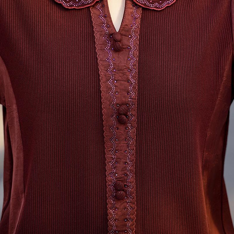 Frühling 2026 Damen Langarm-T-Shirt – Stilvolles Lässiges Hemd mit Kragen für Mütter mittleren Alters und ältere Mütter