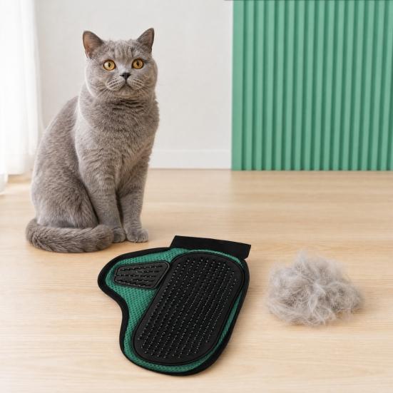 Pet Cleaning Gloves with Pet Grooming Gloves Wrist Strap Double-Sided Shedding Gloves
