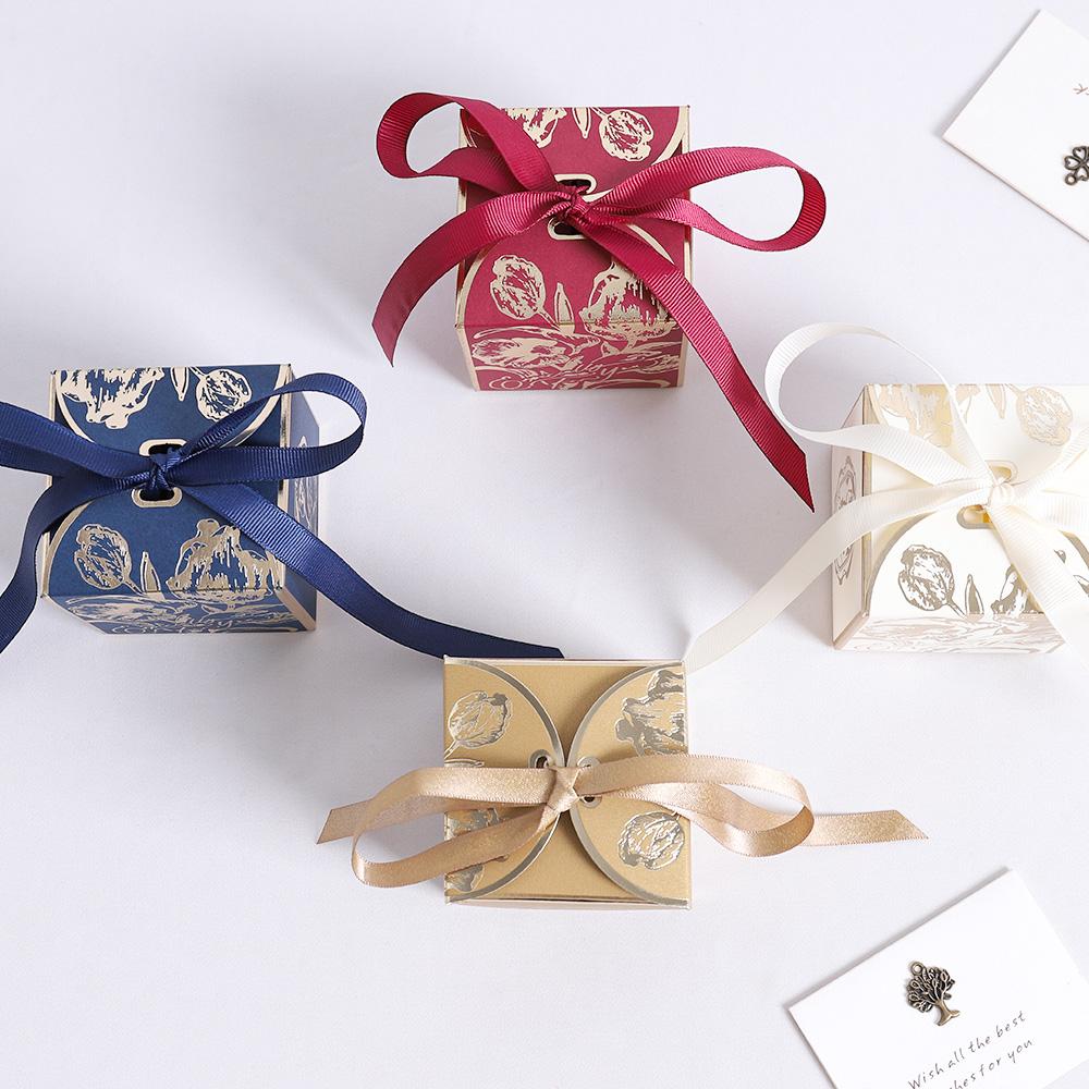 5/10Pcs Paper Candy Bow Gift Box for Wedding Marriage Decoration Bride Party Supplies DIY Table Ornament Accessory