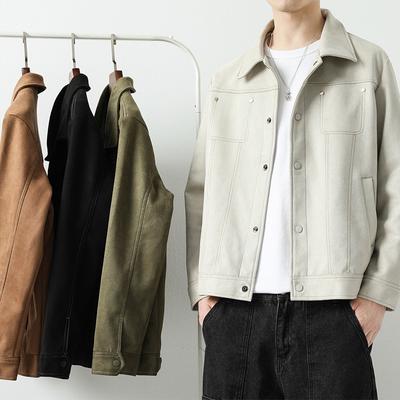 Men's Autumn and Winter New Lapel Contrast Color Jackets Men's Casual Workwear Jackets Men's Spring and Autumn