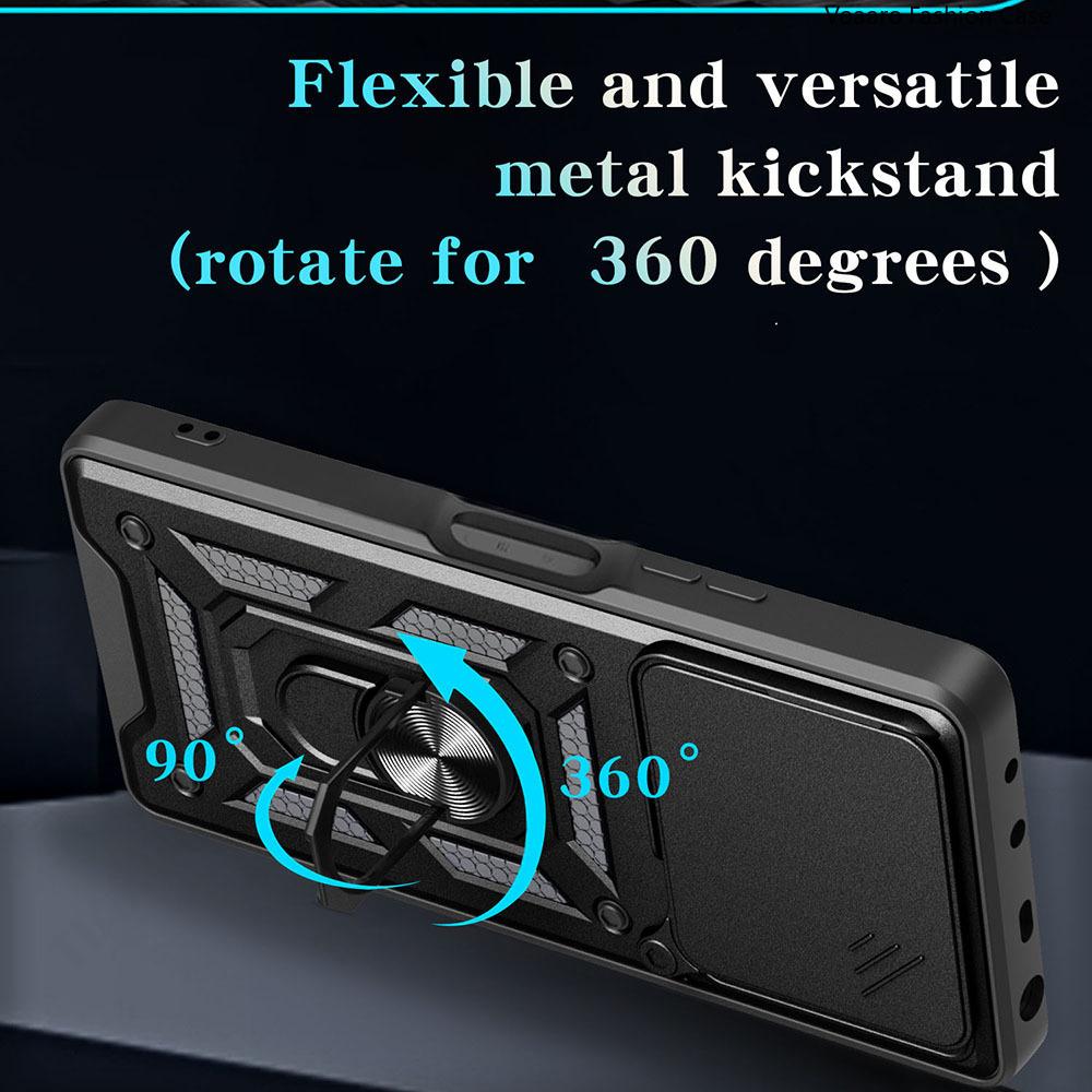 Slide Lens Armor Funda for Tecno Pova 6 Neo 4G Case Magnetic Rotate Ring Stand Holder Cover for Tecno Pova 6 Neo 4G Case Capa