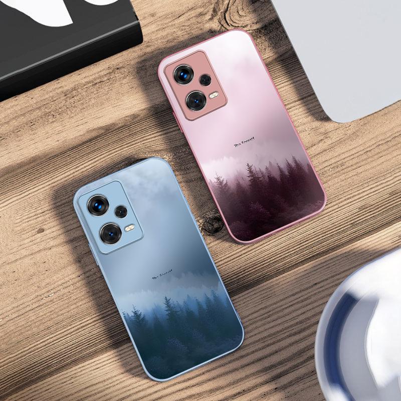 Misty Forest Black Für Xiaomi 14 Ultra 13 Lite Redmi Note 13 11 Pro 12 Plus Poco X6 3 Pro F4 6 GT Gehärtetes Glas Handyhülle