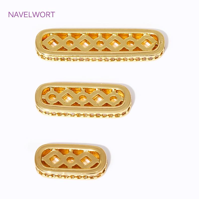 18K Gold Plated Inlaid Zircon Multi Strands Spacer Beads Bar,Bracelets Separators Bar,For Jewelry Making Supplies DIY Findings