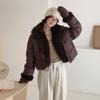 British style new thickened large fur collar warm cotton clothes women's fashion gloves short cotton-padded coat