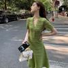 Elegant Women's 2025 French-Style Knit Dress: Summer Retro Socialite Waist-Cinching Design