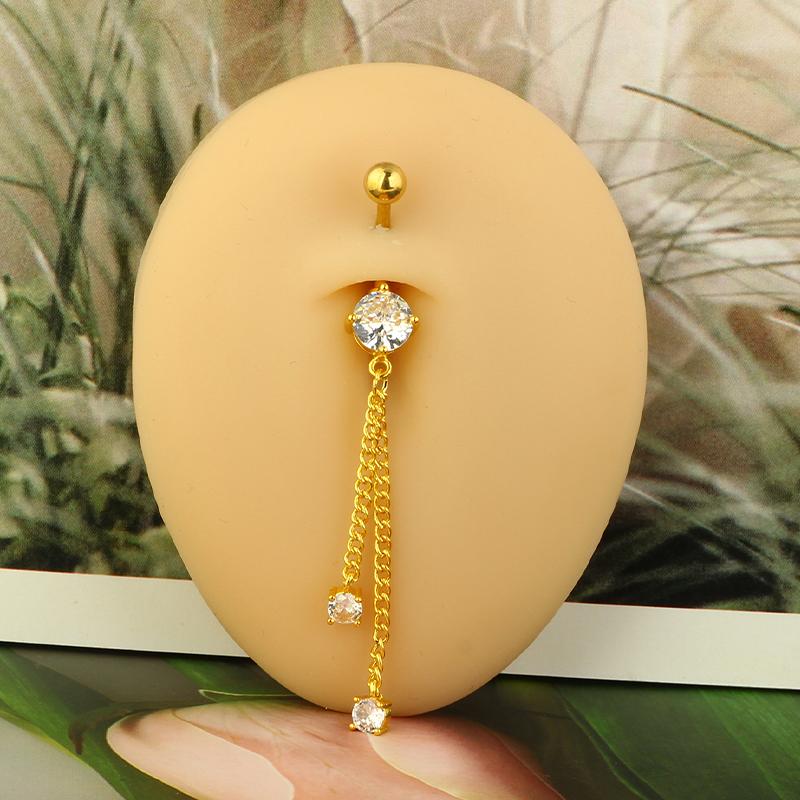 1pc Golden Belly Button Rings Pack Stainless Steel Long Dangling Navel Belly Piercing Jewelry For Women 14G Belly Bar Kit Stud