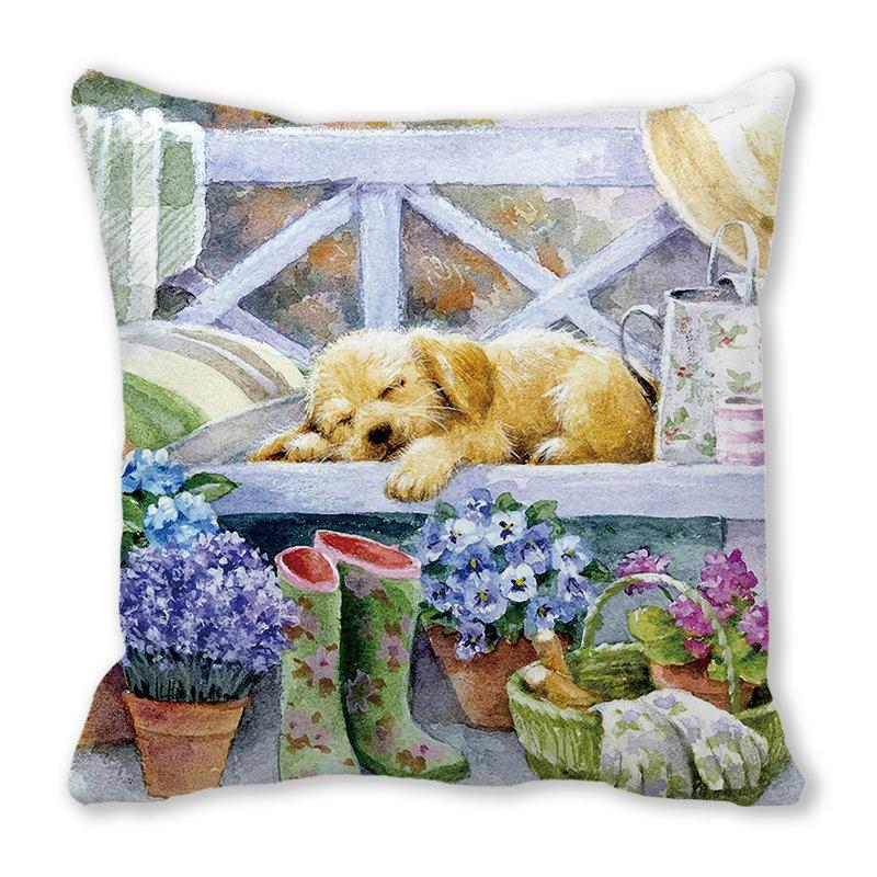 Weihnachtsdekoration Kissenbezug Bauernhaus Sofa Wurfkissenbezug Niedlicher Haustier Katze Hund Kissenbezug Floral Kissenbezug