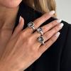 Retro Simple Geometric Square Acrylic Diamond Stud Earrings, Fashionable Love Gemstones Stacked Ring