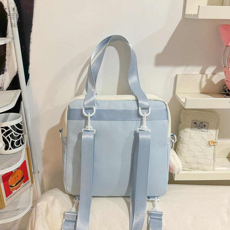 Campus Large Capacity Student Shoulder Bag Women's Contrast Color Tote Bag