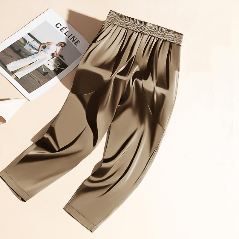 

Summer Satin Palazzo Pants - Women s Loose Silk Cropped Pants M