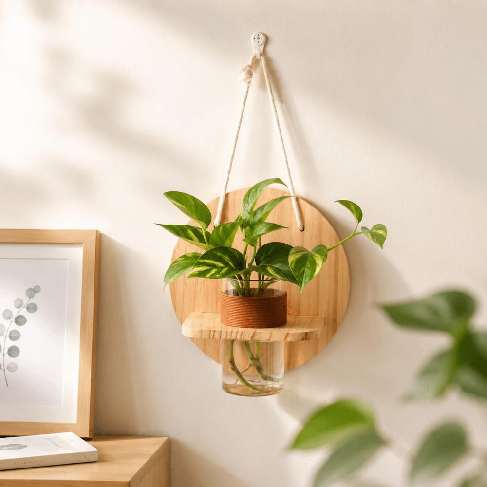 Wooden Wall Hanging Planter Holder Home Ornaments Hydroponic Planter Shelf Hydroponics