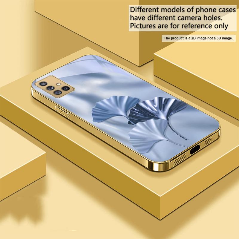 Luxurious Ginkgo Leaves For Samsung A 01 52S 04 05S 10 12 13 22 23 24 36 42 M02 Note 10 20Ultra 8 9 Golden glass phone case