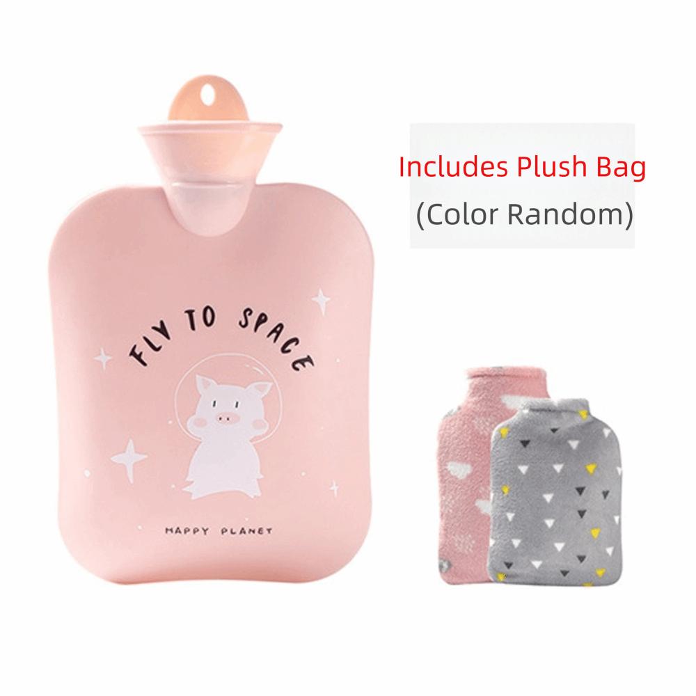 

Cute Cartoon Hot Water Bag with Plush Cover Warm Water Bag New Tummy Warmers Pink 1300ml