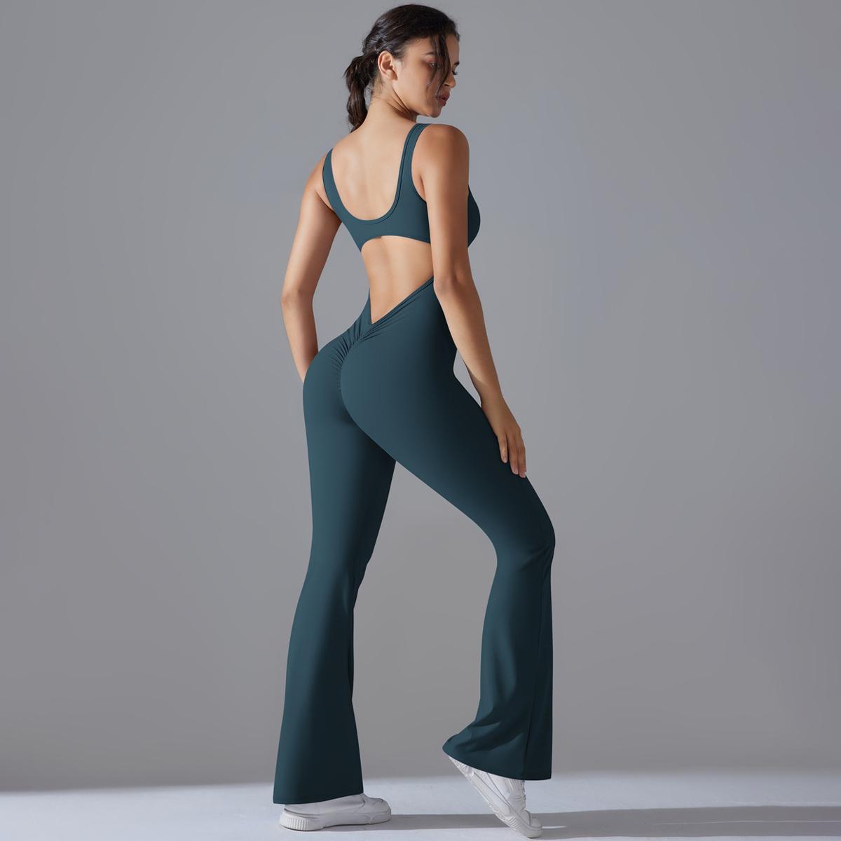 

Auroth Backless Yoga Jumpsuit Women One Piece Fitness Sports Romper Slim Beauty Back Running Bodysuit Without Sleeved XL индиго