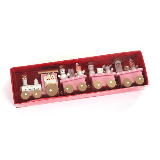 Yousheng Mini Christmas Train Wooden Train Ornament with Mini Snowmen Santa Xmas-themed Train Table Decoration Toy Train Gifts for Kids