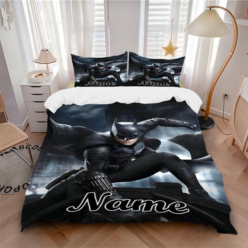 Custom Textile Batman Thunder Bedding 3 Piece Set HD Print Duvet Cover Pillowcases for Teens Adult Bedroom Decoration