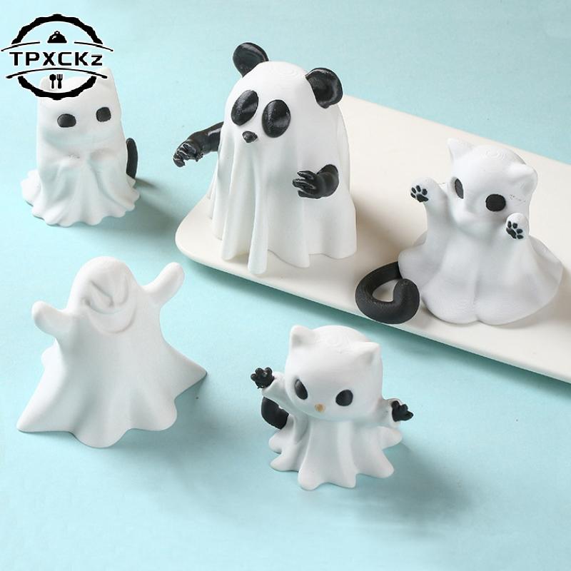 1 Pz Artigianato Decorazione Casa Mini Gattino Fantasma Ornamento Carino Atmosfera da Tavolo Sensazione di Halloween Invia Regalo Gatto alla Fidanzata
