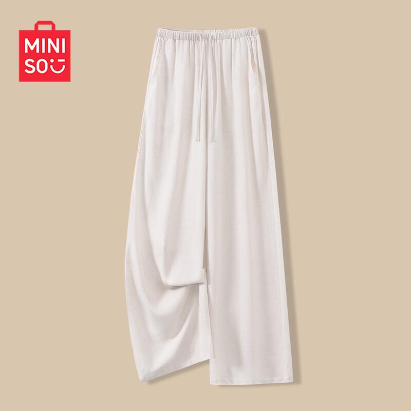 MINISO Women's Summer 2026 Lightweight Linen Blend Wide-Leg Pants