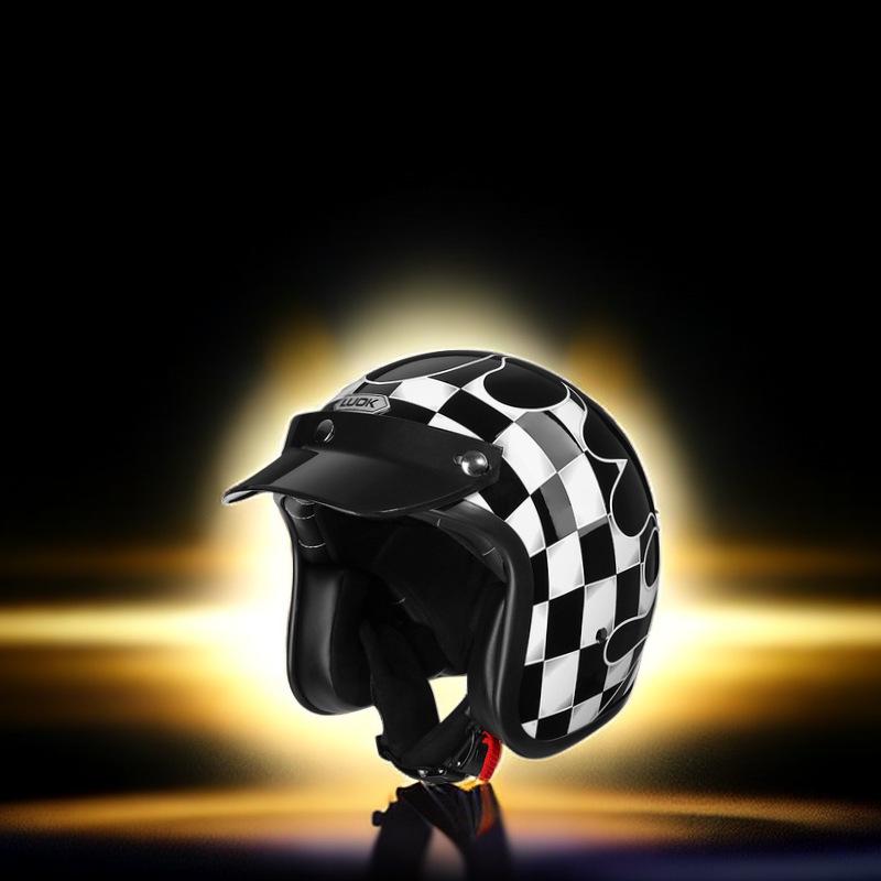 Electric Vehicle Retro Motorcycle Helmet 3/4 Cap, Men & Women Spring Fierce Fire Design