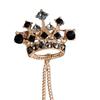 Men Suit Coat Brooch Rhinestone Crown Brooch Tassel Lapel Pin Badge Formal Occasion Business Corsage Clothes Jewelry