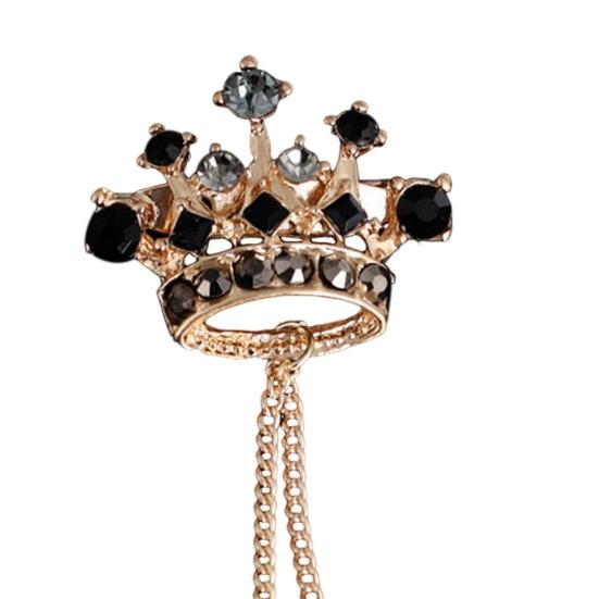 Men Suit Coat Brooch Rhinestone Crown Brooch Tassel Lapel Pin Badge Formal Occasion Business Corsage Clothes Jewelry